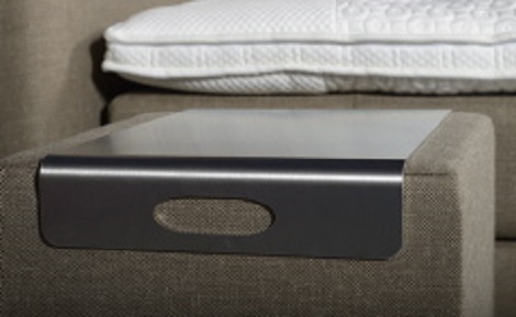 OPTISLEEP dienblad voor bij bed,ontbijt,Avek_boxspring rvs dienblad,hocker stof bruin